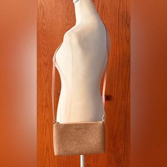Kate Spade Pink and Gold Glitter Spacious Crossbody Bag With Silver Hardware - Picture 4 of 14